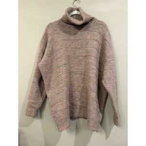 Celtic & Co Wool Pink Turtleneck Ribbed Sweater Large British Wool